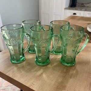 1970’s Libbey Coca Cola Green Glass Mug Set